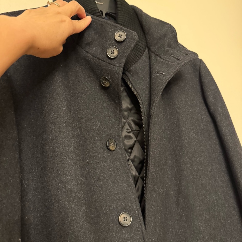 Cardinal Of Canada Mens Black Double Mock Neck Wool Blend Lined Car Coat - Picture 9 of 14